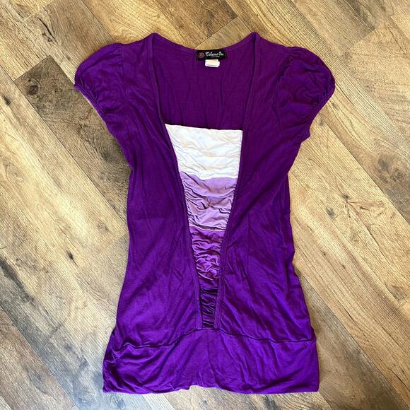 Y2K Volume One Juniors Purple Cap Sleeve Top M - Picture 1 of 10